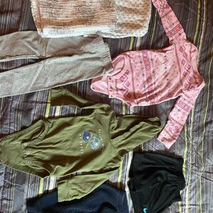 Baby Clothing Set with Pink and Green Onesies